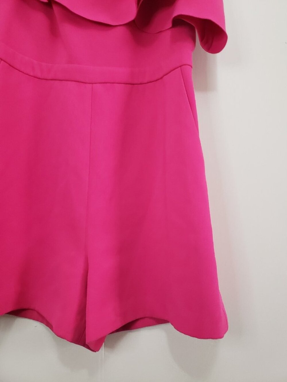 Rachel Zoe Womens 8 One Shoulder Romper Hot Pink Ruffle Cocktail Party Dressy - Picture 5 of 7